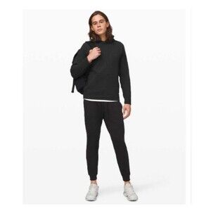 Lululemon Men’s At Ease Hoodie Size L Textured Double‑Knit Black Pullover EUC